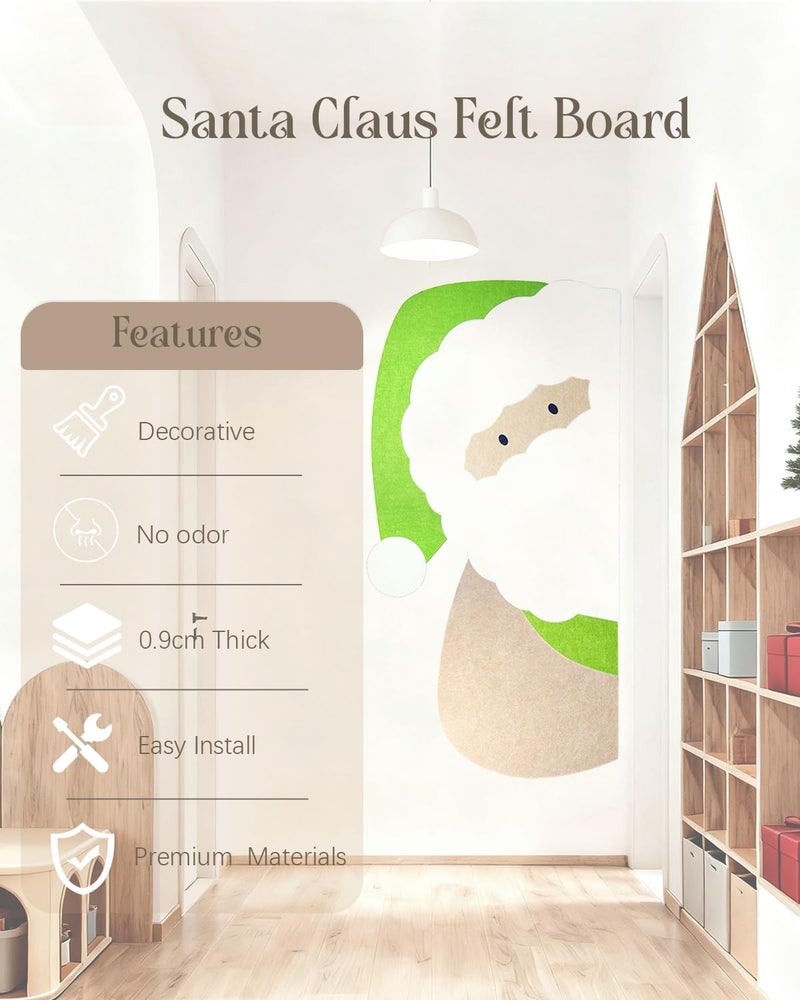rokeblau 46x24 inches Large Felt Board, Puzzle Christmas Santa Decoration Cork Board, 0.9cm Thick Bulletin Board with Adhesive Nano Tape, Removable Wall Decoration for Home, Living Room, Bedroom, Door - Green - Image 3
